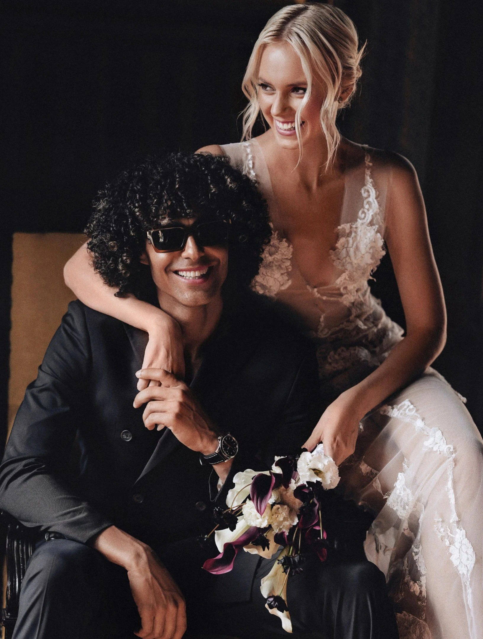 Couple portrait inside Villa Pessina
